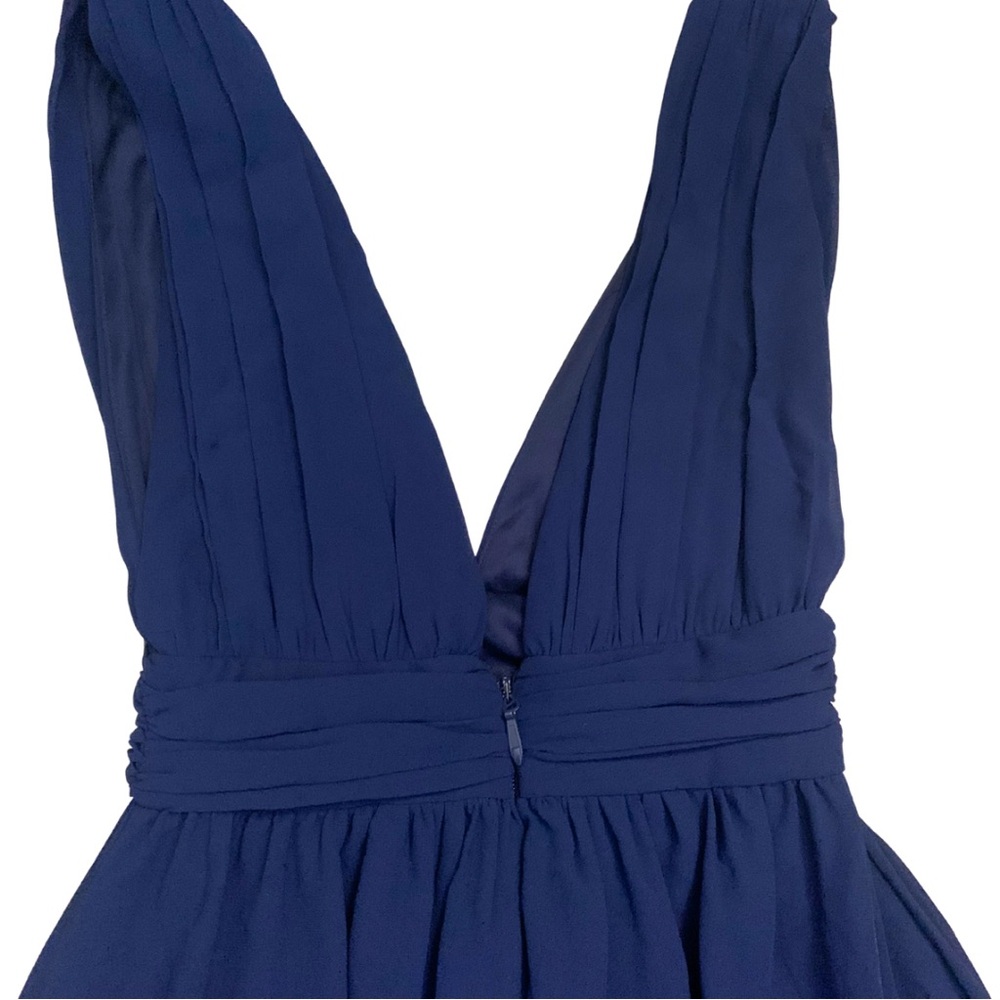 Lulu’s Navy Blue Sleeveless VNeck Long Formal Maxi Dress XS Chiffon Evening Gown - Picture 9 of 12